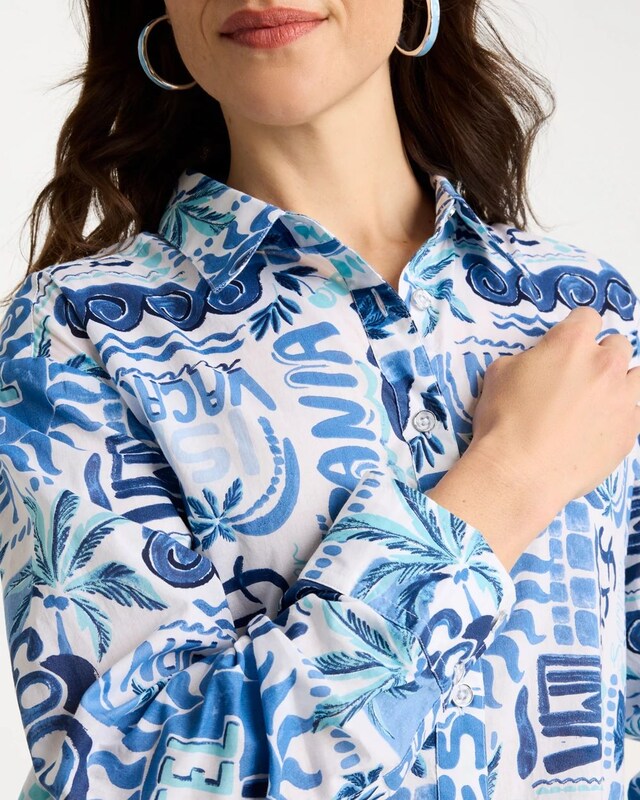 Cotton Voile Collared Beach Shirt - image 4